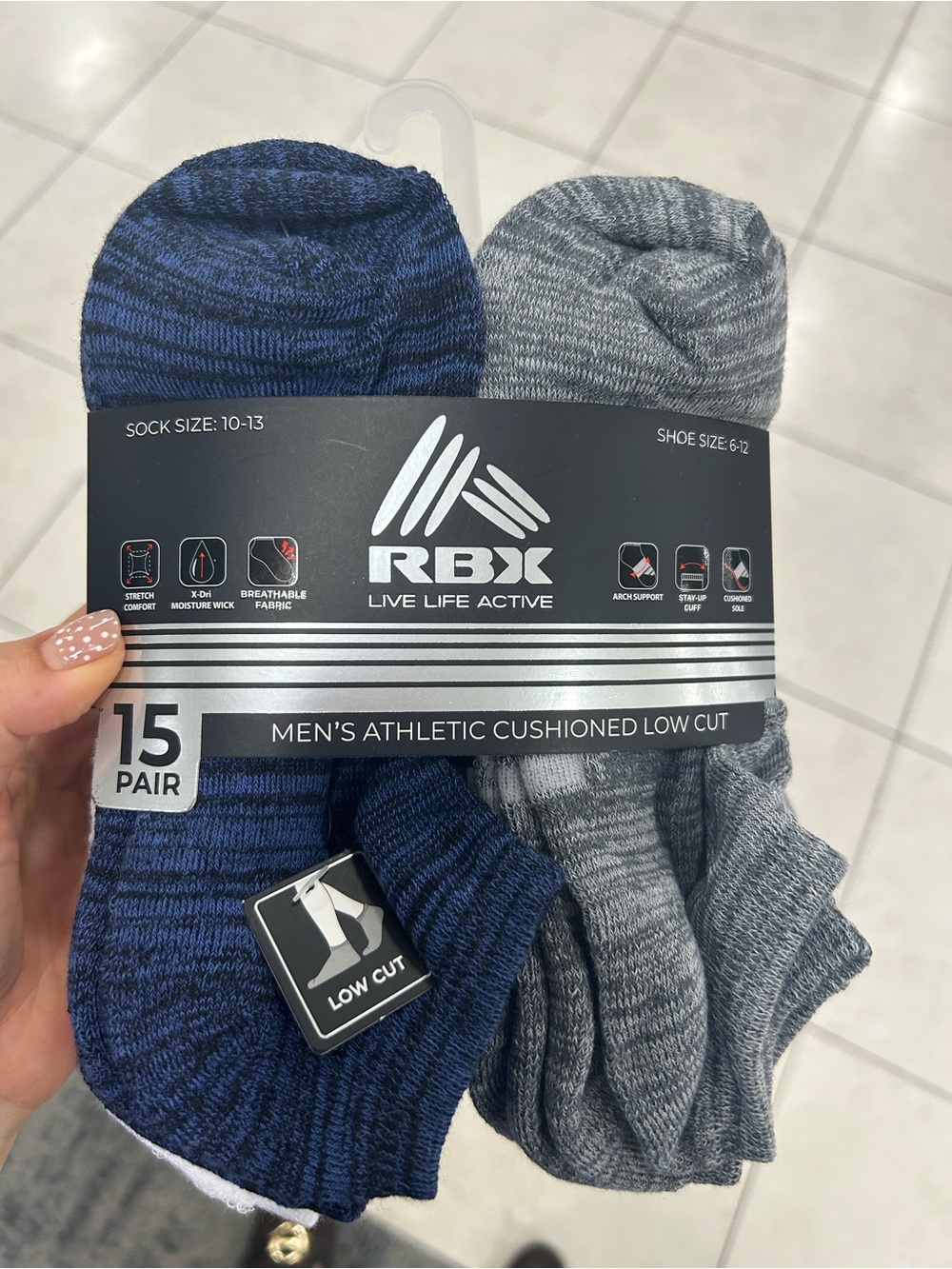 RBX Men's Athletic Cushioned Low Cut Socks  15 Pairs